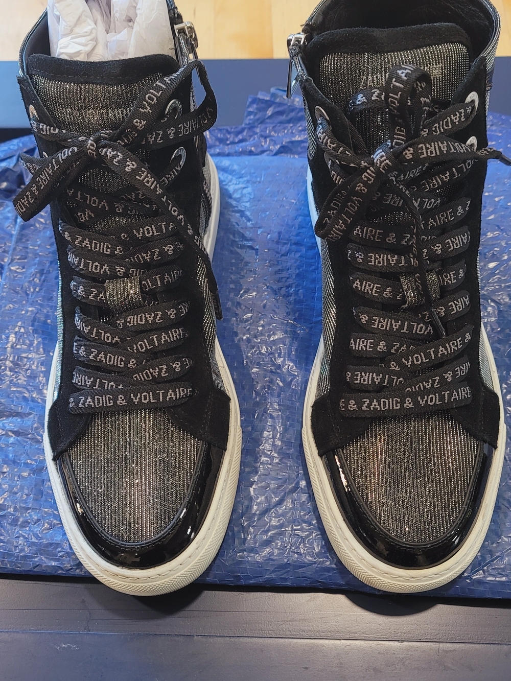 Zadig & Voltaire Women's ZV1747 High
Flash Sparkle High Top Suede Sneakers